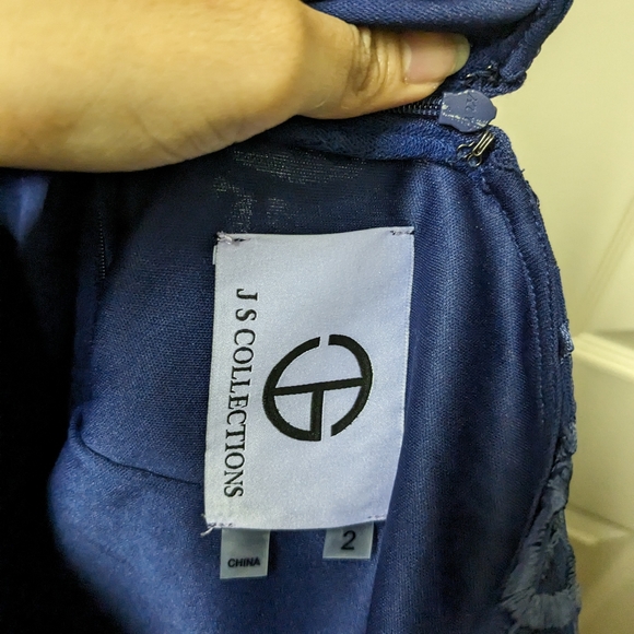 NWT JS Collections lace overlay navy blue dress size 2 - Picture 3 of 3